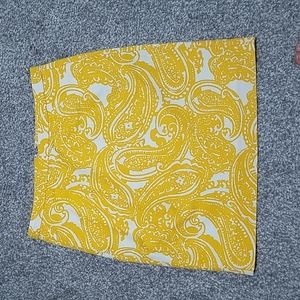 Banana Republic Mustard Yellow and White Paisley A Line Skirt